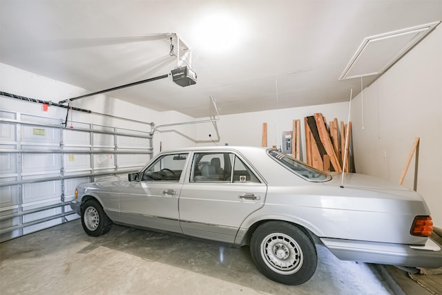 garage with a garage door opener