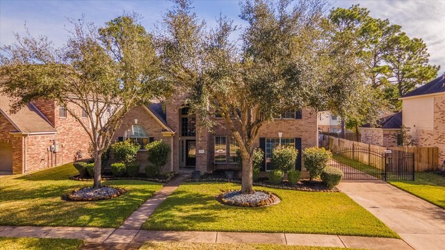 view of front of home with a front lawn