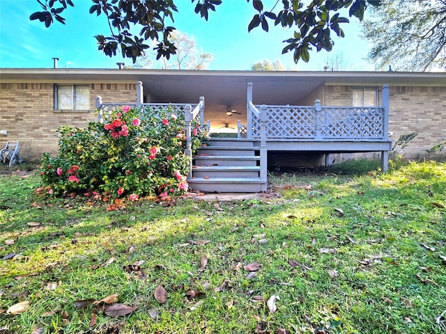 rear view of property with a yard