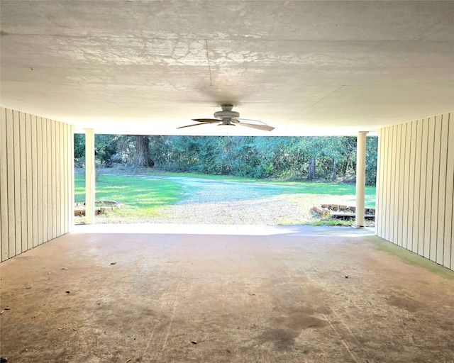 view of patio featuring ceiling fan