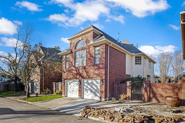 exterior space featuring a garage