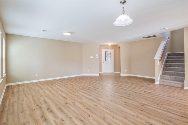 interior space with light hardwood / wood-style flooring