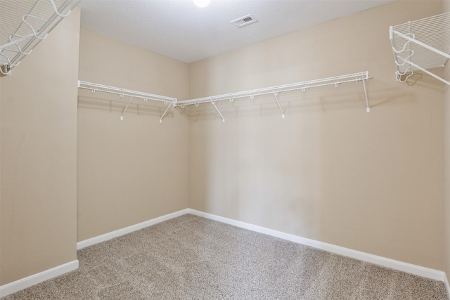 walk in closet with carpet floors