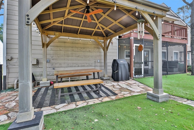 view of patio / terrace with a gazebo and grilling area