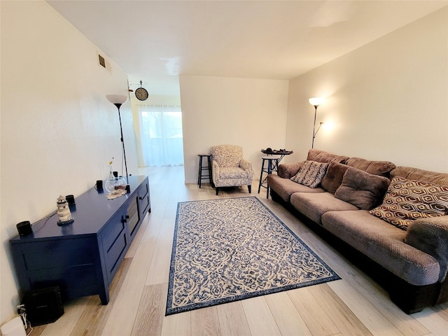 living room featuring light hardwood / wood-style flooring