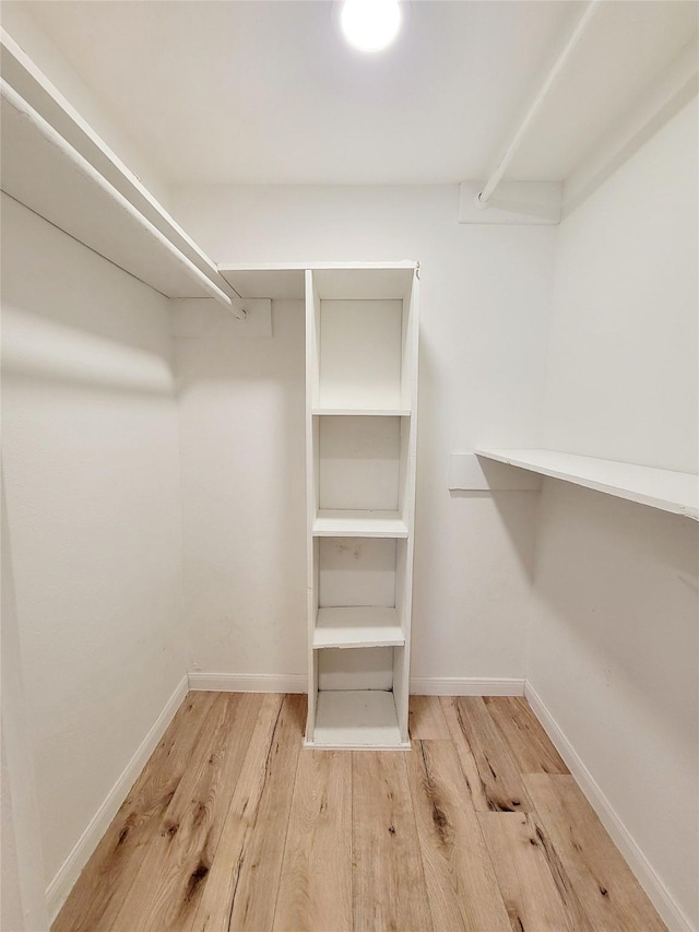 walk in closet with hardwood / wood-style floors