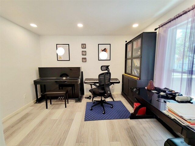 office space featuring light hardwood / wood-style flooring