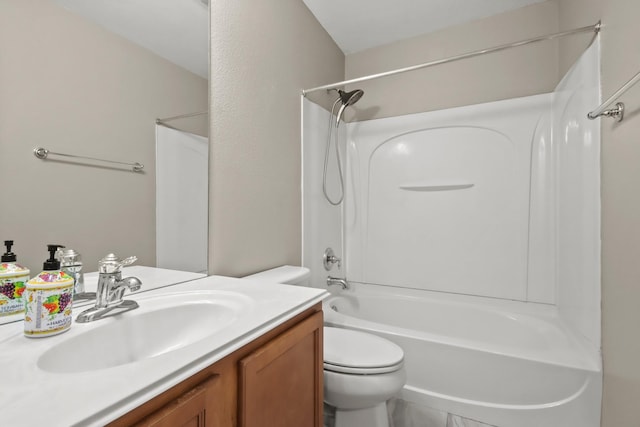 full bathroom featuring vanity, toilet, and shower / bathtub combination