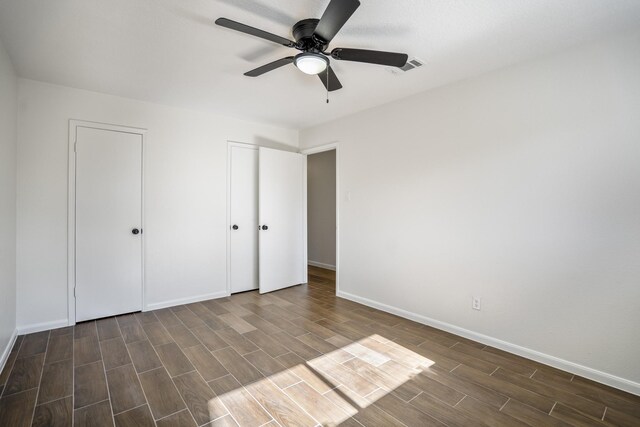 unfurnished bedroom with ceiling fan