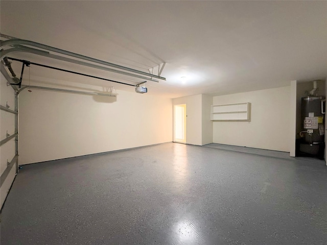 garage featuring a garage door opener and gas water heater