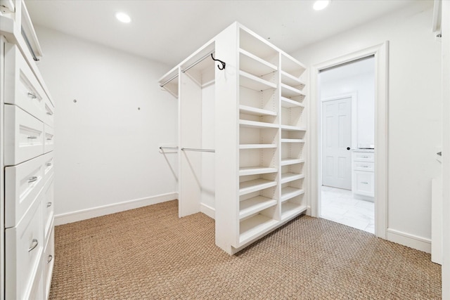 spacious closet with carpet floors