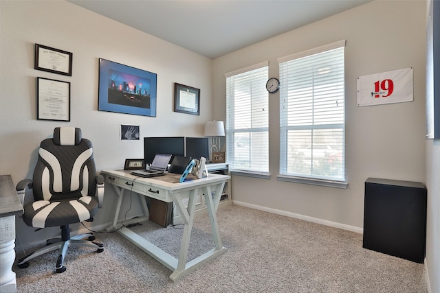 office featuring light colored carpet