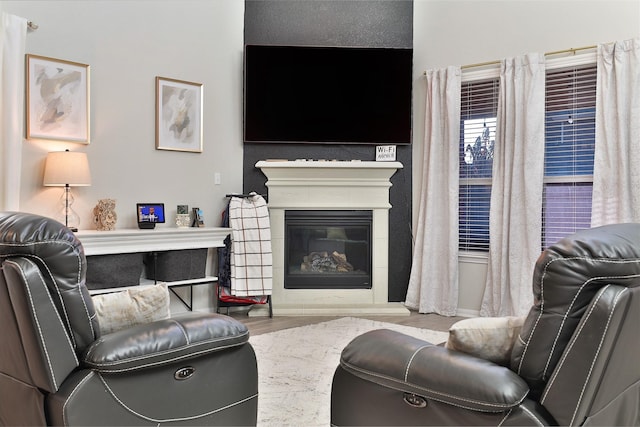 living room with hardwood / wood-style flooring