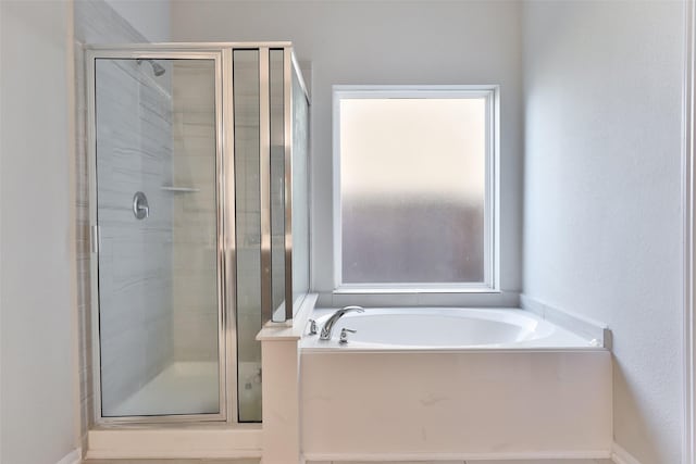 bathroom with plus walk in shower