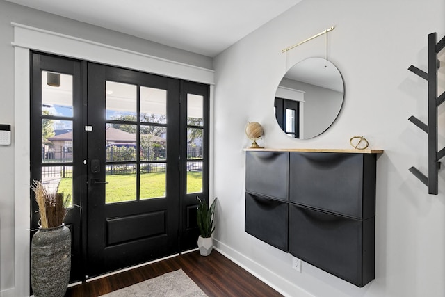 foyer entrance with dark wood-type flooring