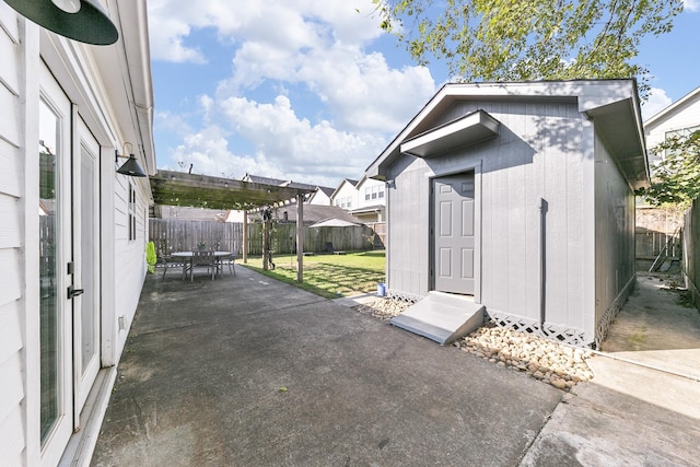 exterior space with a pergola