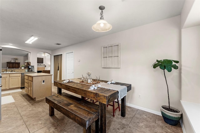 view of tiled dining room