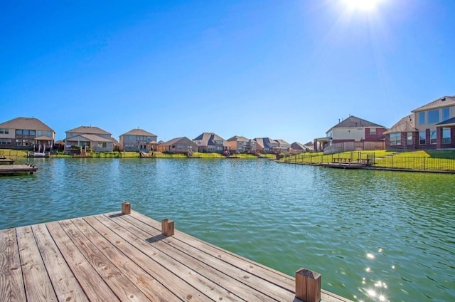 view of dock featuring a water view