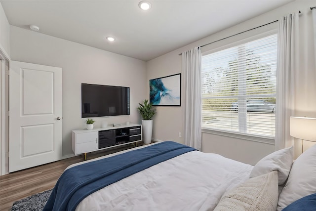 bedroom with wood-type flooring