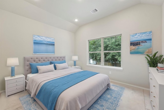 bedroom with vaulted ceiling