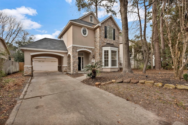 view of property featuring a garage