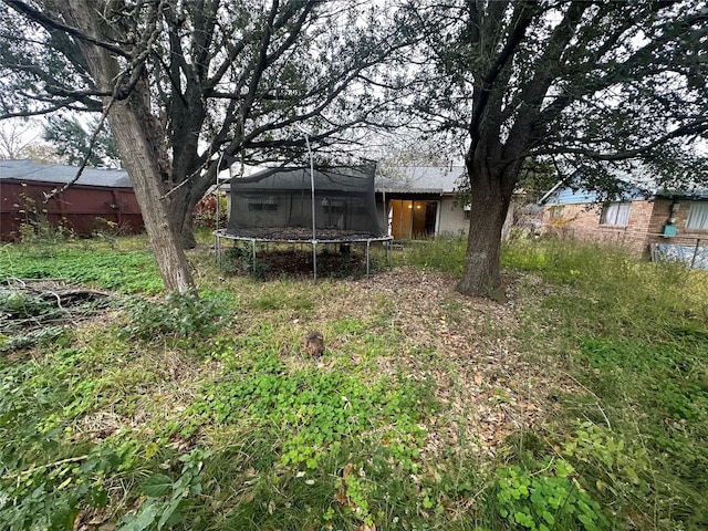 view of yard featuring a trampoline