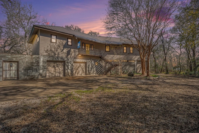 view of front of home with a garage