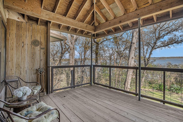 deck with a water view