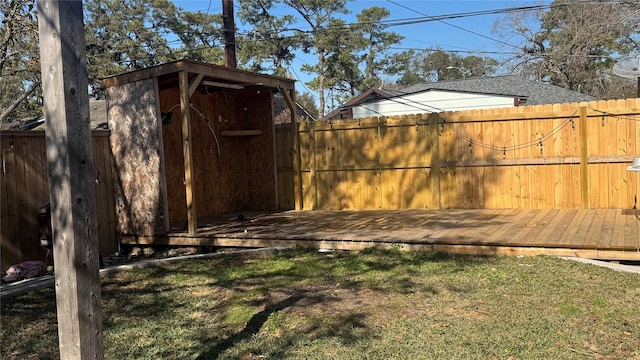 view of yard with a deck