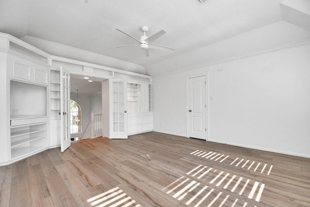 interior space with hardwood / wood-style flooring and ceiling fan