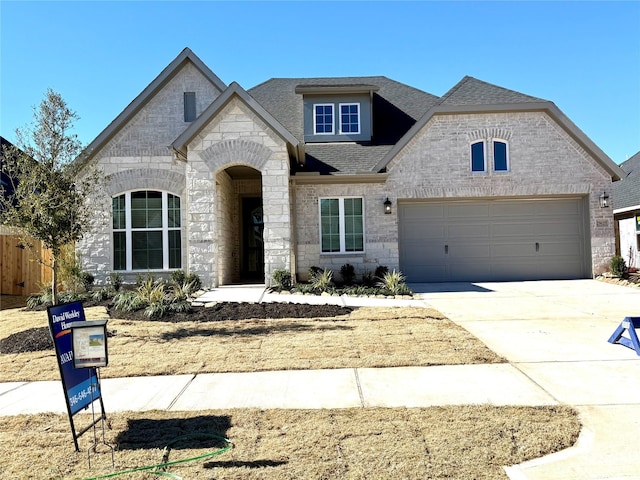 french provincial home with a garage