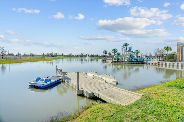 dock area featuring a water view