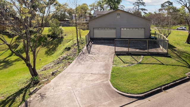 garage with a yard