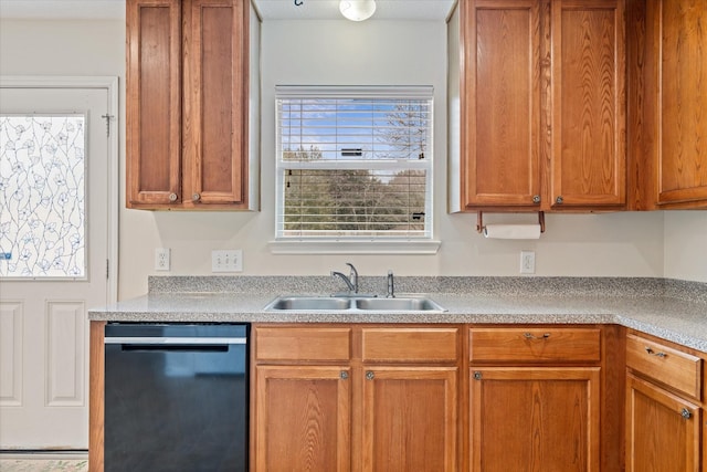 kitchen featuring plenty of natural light, sink, and black dishwasher