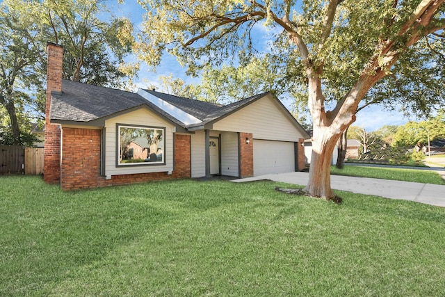 ranch-style house with a front lawn and a garage