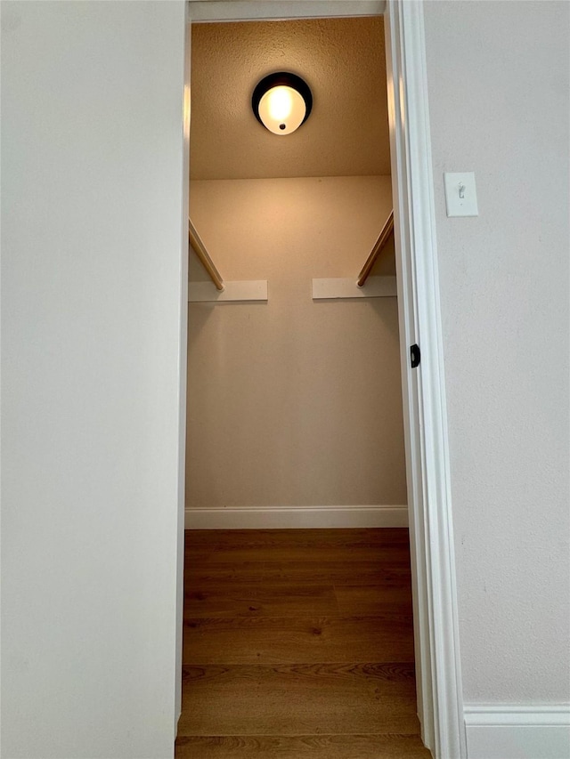 walk in closet featuring dark hardwood / wood-style flooring