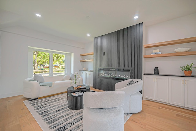 living room with light hardwood / wood-style flooring