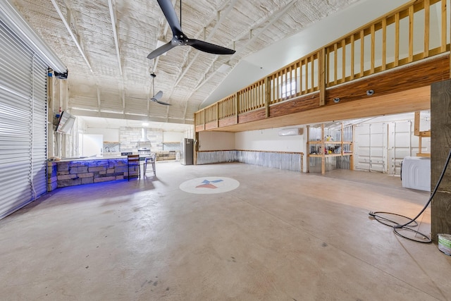 garage with ceiling fan