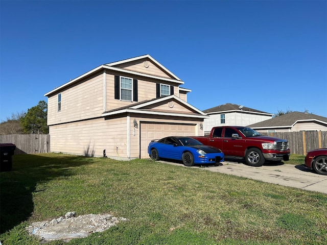 view of home's exterior featuring a garage and a yard