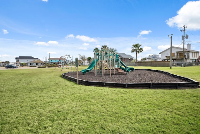 view of play area with a yard