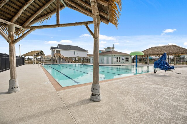 view of pool with a gazebo and a patio