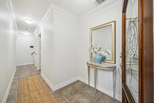 hallway with crown molding