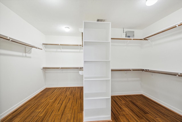 walk in closet featuring dark hardwood / wood-style floors