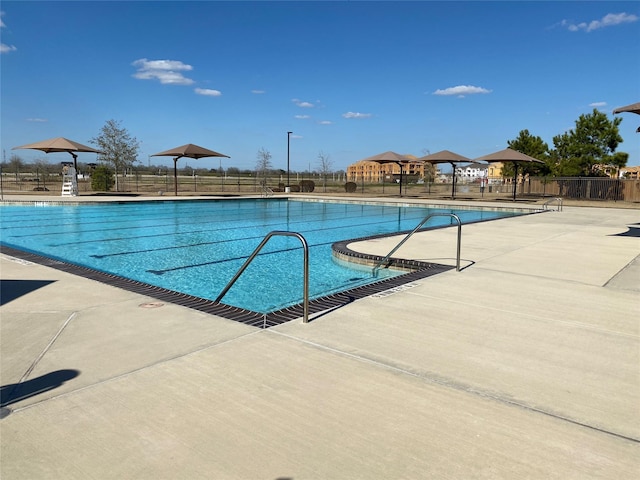 view of pool featuring a patio