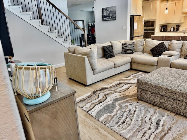 living room with light wood-type flooring