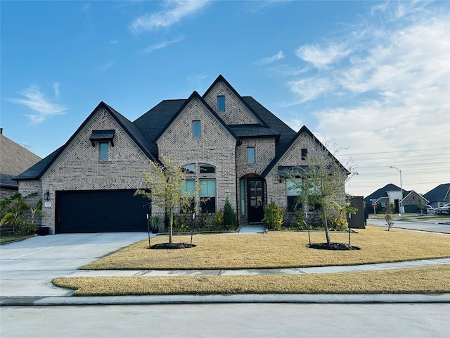 french provincial home featuring a front yard