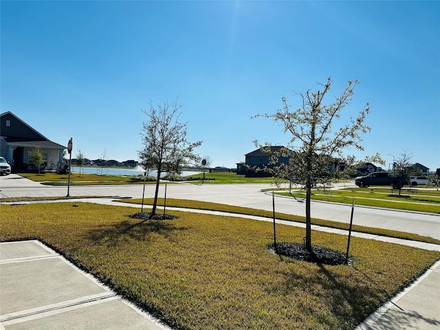 view of yard with a water view