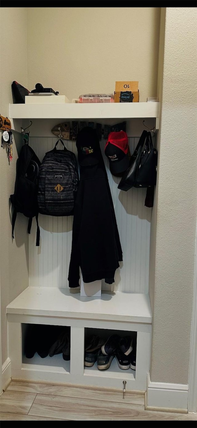 mudroom featuring hardwood / wood-style floors