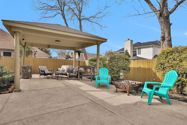 view of patio / terrace with a gazebo and an outdoor hangout area