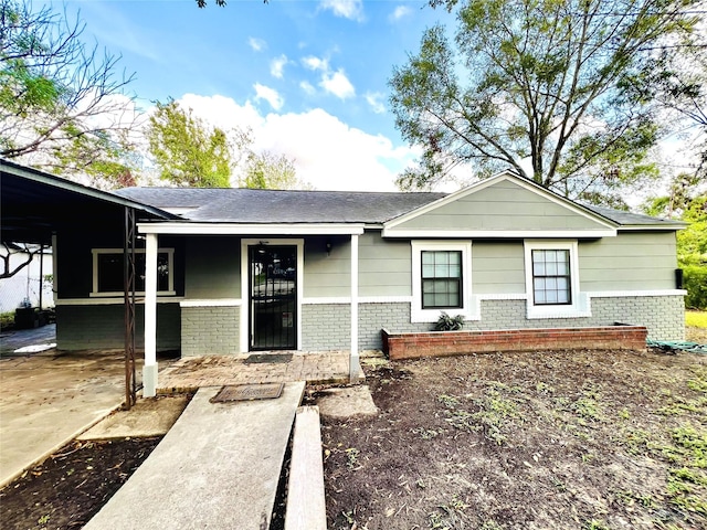 view of single story home